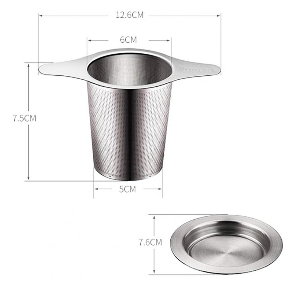1pc Stainless Steel Fine Mesh Tea Infuser Basket With Dual Handle Loose Leaf Tea Funnel Strainer For Tea Room Home Use