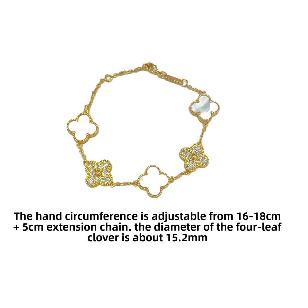 15MM Color-retaining Real Shell Four-leaf Clover Bracelet Adjustable High-class Versatile Women's Bracelets