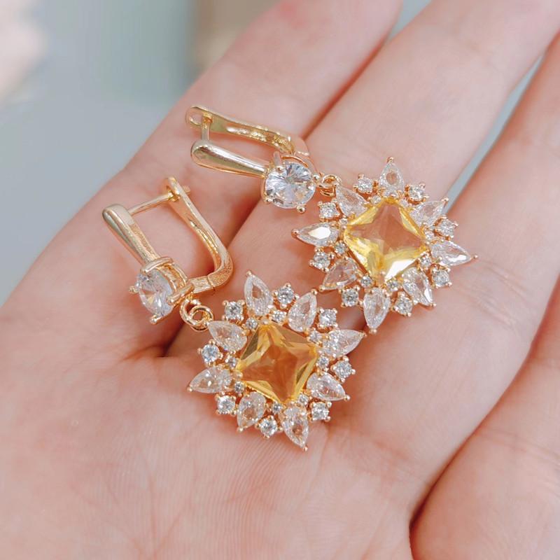 Роскошные серьги с кристаллами для женщин, новинка 2023 года, серьги-капли золотого цвета с цирконием, модные свадебные, помолвочные и вечерние ювелирные аксессуары