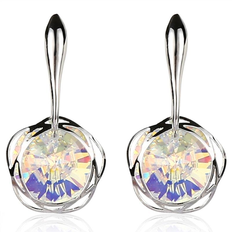 Австрийские серьги из супер-блестящего хрусталя, серьги-пусеты, нишевые серьги с высококлассным темпераментом, длинные простые серьги, серебряные иглы 925 пробы.