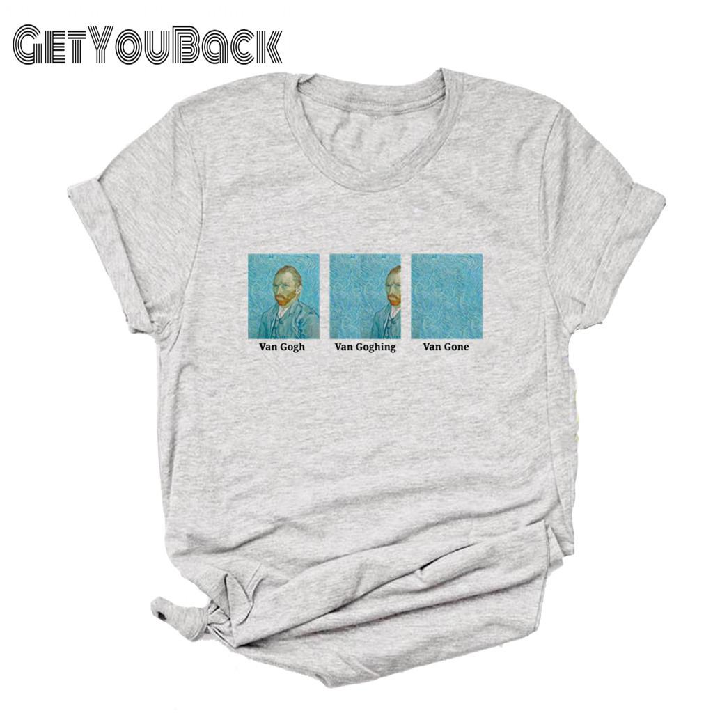 Ван Гог Van Goghing Van Gone забавная черная женская футболка с круглым вырезом для девочек Harajuku 90-х годов футболка женская одежда, Прямая поставка
