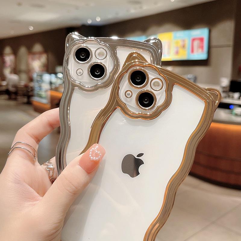 Покрытие милый 3d кошачьи уши волна прозрачный чехол для телефона для Iphone 13 11 12 Pro Max Xs Max Xr X прозрачный противоударный мягкий чехол