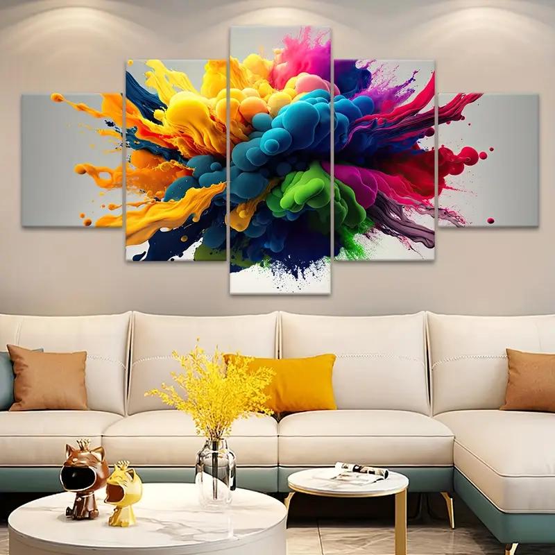 5 Panels Colorful Smoke Posters, Modern Wall Arts, Ideal Decoration For Bedroom, Living Room, Kitchen, Dormitory,No Frame