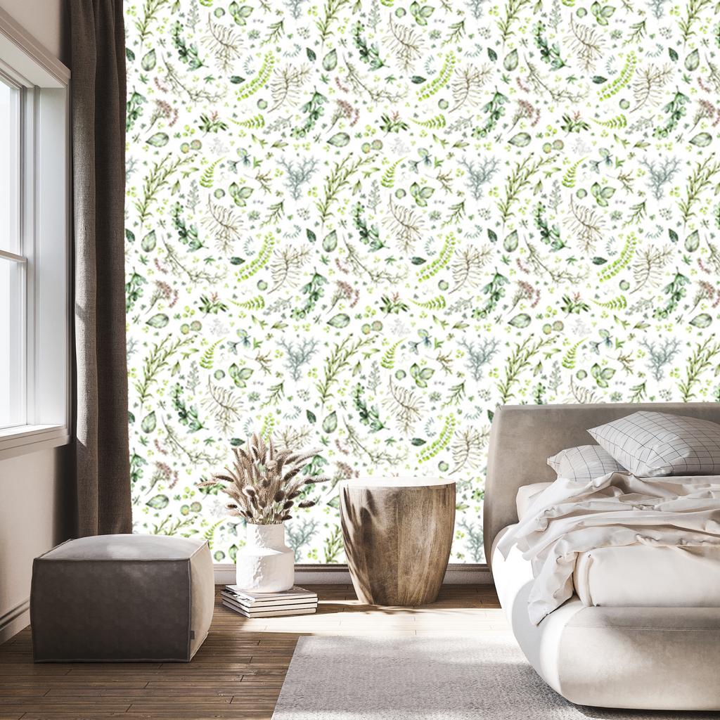 Wallpaper Leaves of different types for living room and bedroom 50x1000