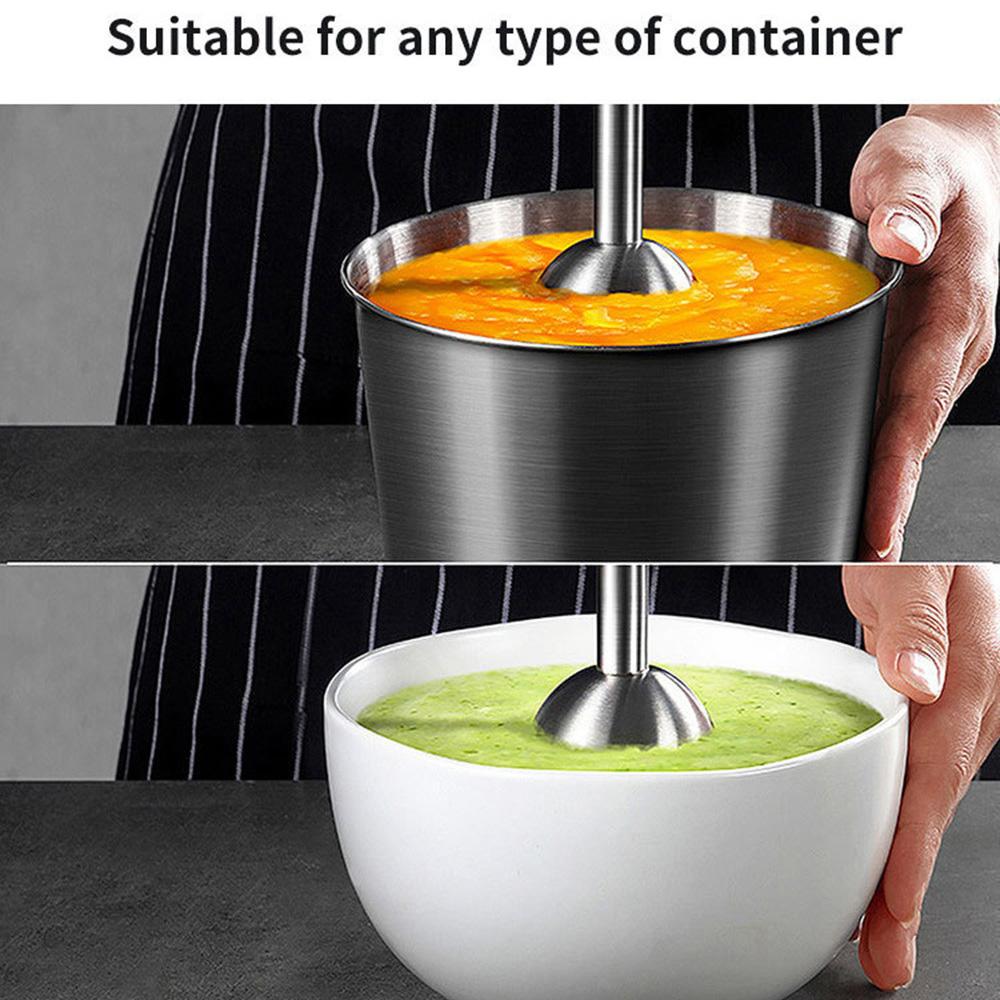 Ручной блендер, погружной ручной блендер мощностью 1200 Вт, ручной блендер из нержавеющей стали, ручной блендер 4-в-1 с яичным венчиком, стаканом и чашей-измельчителем