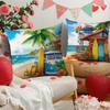 Tropical Palm Tree Beach Pattern Printing Pillow Cover Short Plush Suitable Living Rooms Bedrooms Sofas Throw Cushion Cover