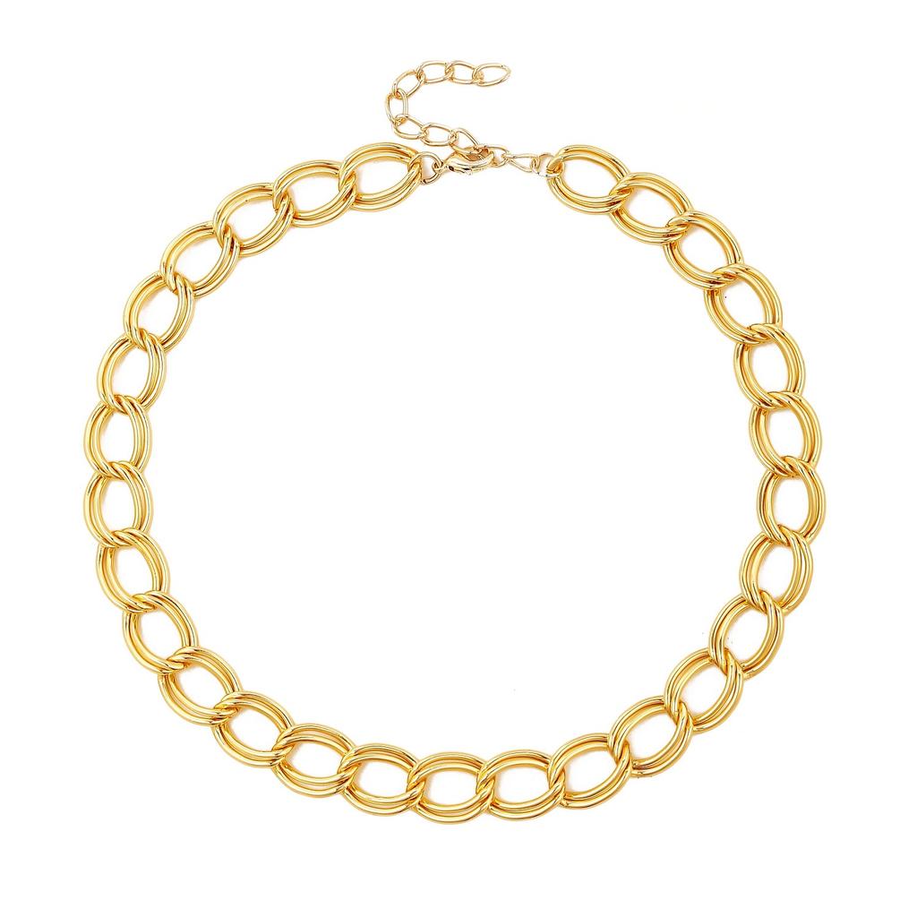 Ожерелье для женщин Модное простое золото и серебро двухцветное алюминиевое цепное замковое ретро-трендовое преувеличенное ожерелье Ins Ювелирные изделия Элегантное ожерелье