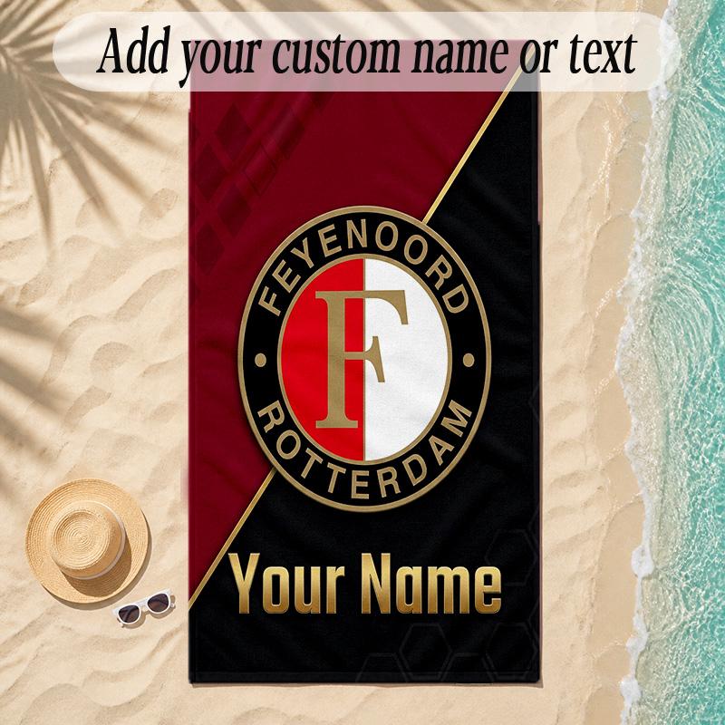 Beach TowelFeyenoord Custom Name Text Personalized Soft Towel for Beach Pool Indoor Home Decor Gift