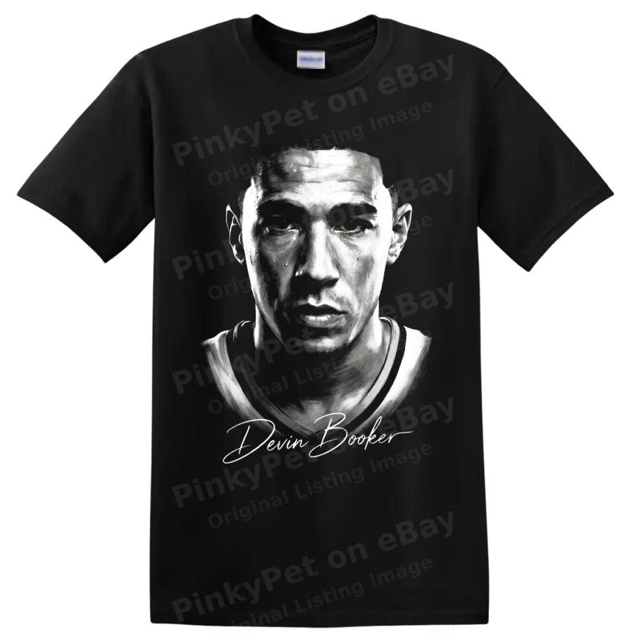 Devin Booker Basketball Player Portrait T Shirt Number One Fan Graphic Art Tee