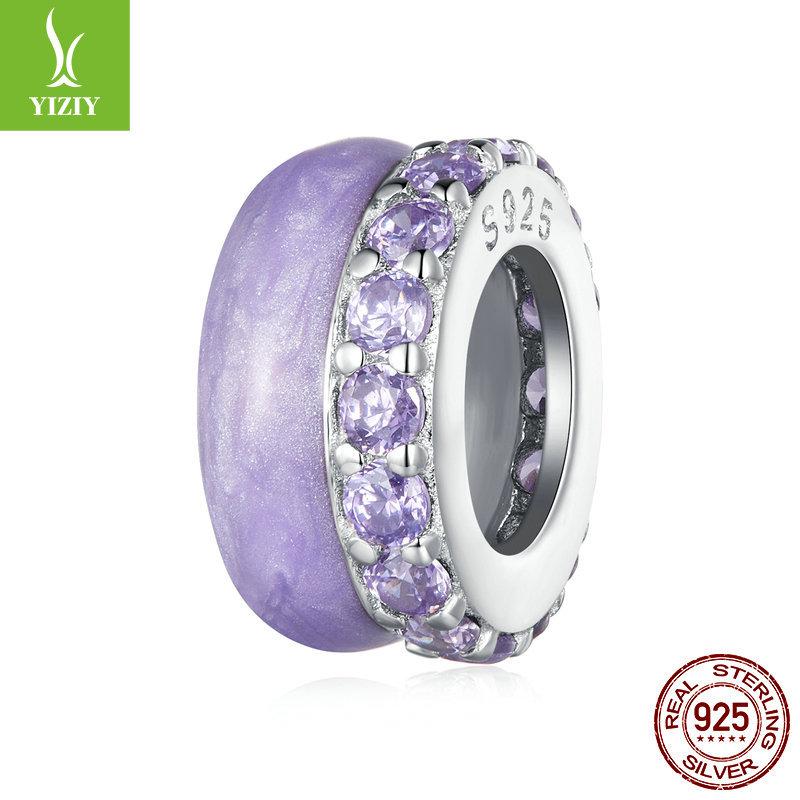 Модный силиконовый браслет-позиционер конфетного цвета с разделительными бусинами, популярные бусины из стерлингового серебра S925 для DIY