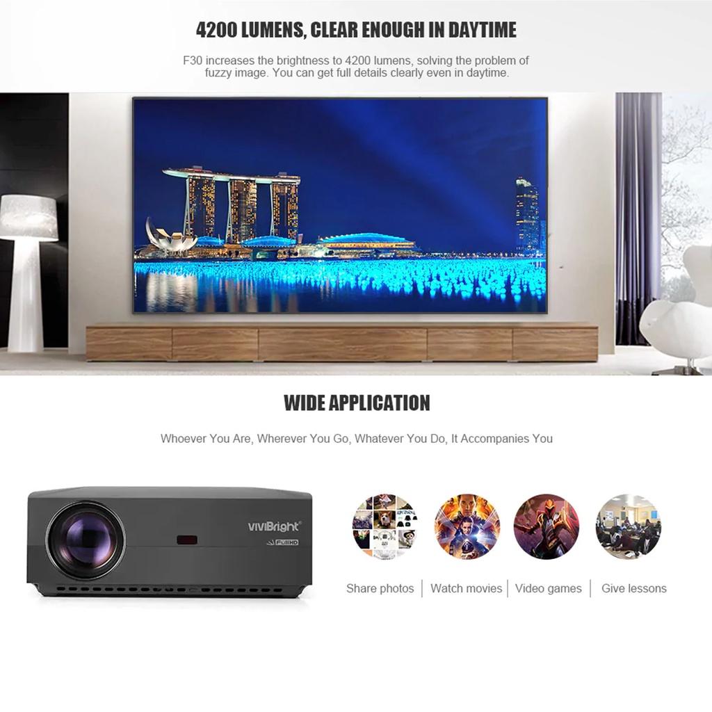 F30 4K 4200 Люмен HD Проектор ЖК 1080P 3D WIFI FHD Мини Портативный Проектор 1920x1080P Домашний Кинотеатр Видео Проектор