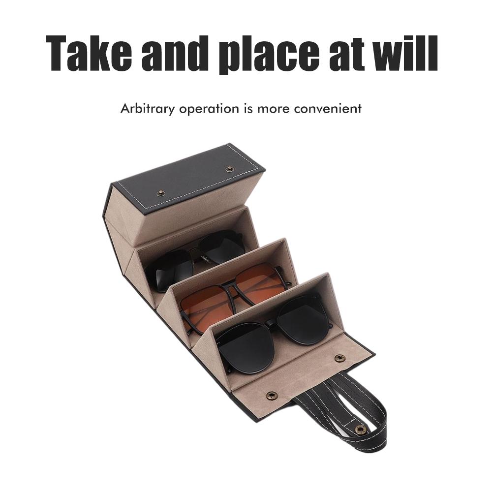 Органайзер для солнцезащитных очков с несколькими отделениями, складная коробка для хранения очков и ювелирных изделий, портативный чехол для очков из ПУ кожи для хранения