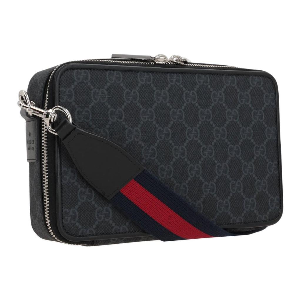 Gucci Double G Zipper Closure Calfskin Crossbody Bag Men bags Black 792456-FADJA-1042