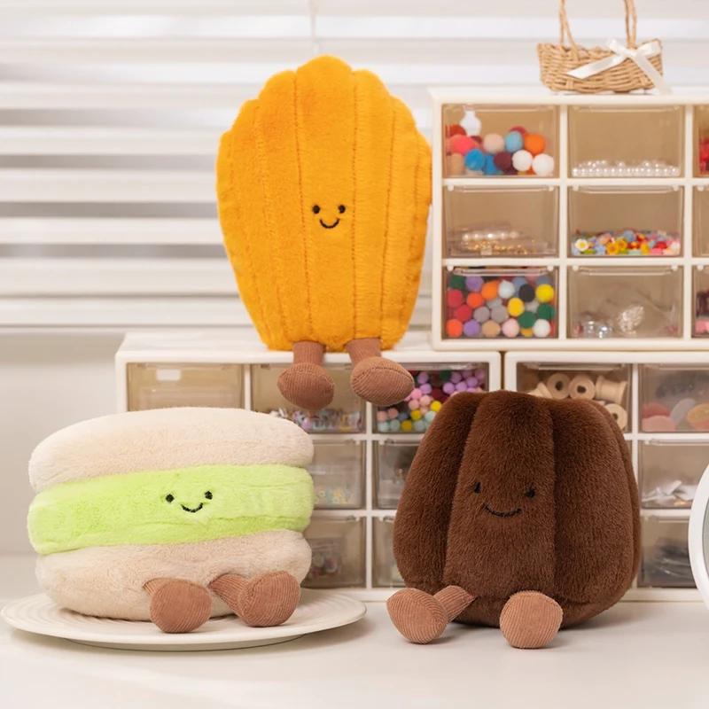 Cute Cake Madeleines Macaroon Egg Tart Dacquoise Shape Plush Toys Stuffed Cream Snack Pillow Party Decor Birthday Gift