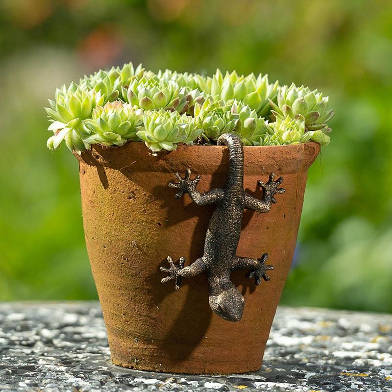 Садовый декоративный горшечный партнер, бронзовый цветочный горшок с гекконом, украшения, винтажный бронзовый цветочный горшок с гекконом, подвесной цветочный горшок Hugger