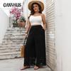 Women's Summer New Loose Wide Leg Hollowed Out Black Pants