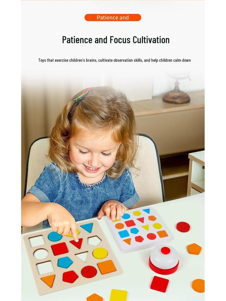 Montessori Geometric Shape Matching Puzzle - Wooden Cognitive Toy for Children Ages 2-3