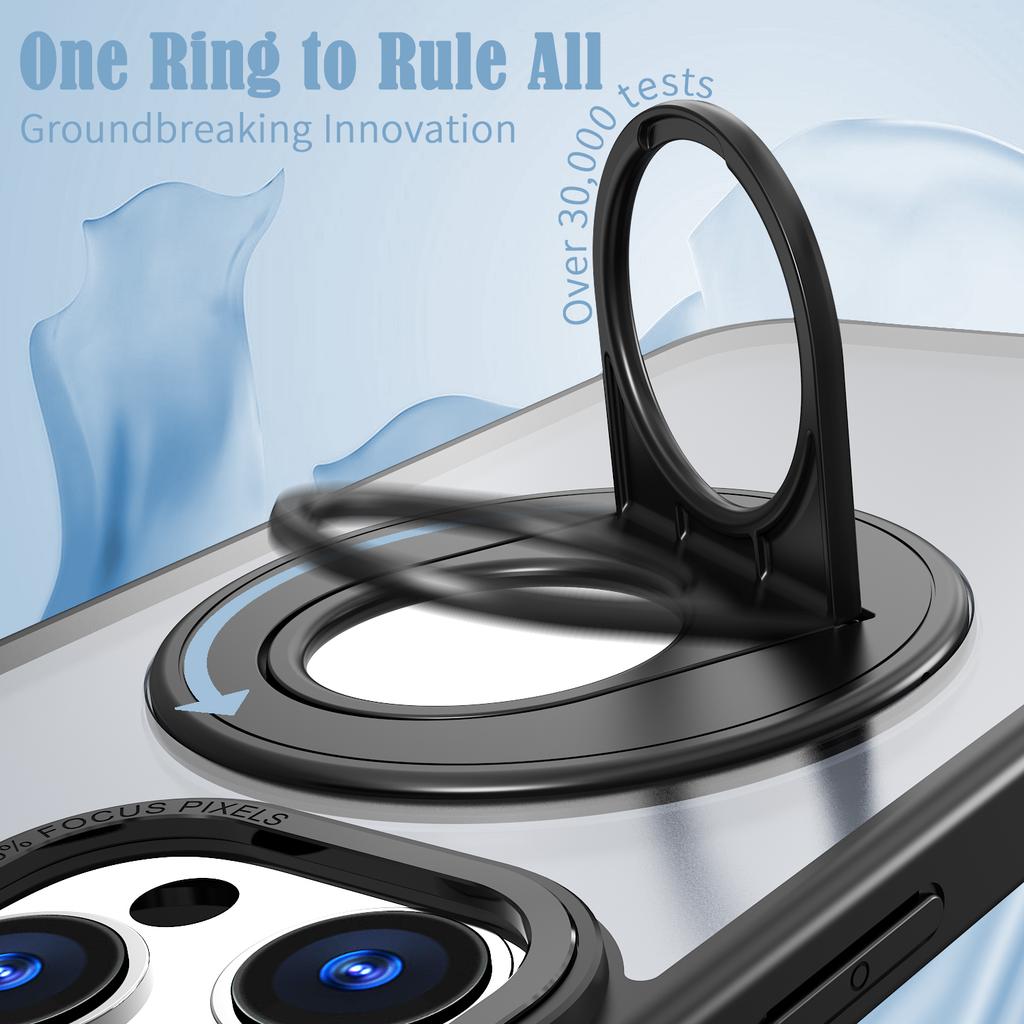 For iPhone 16 Pro Clear Back Case Compatible with MagSafe TPU+PC Kickstand Phone Cover