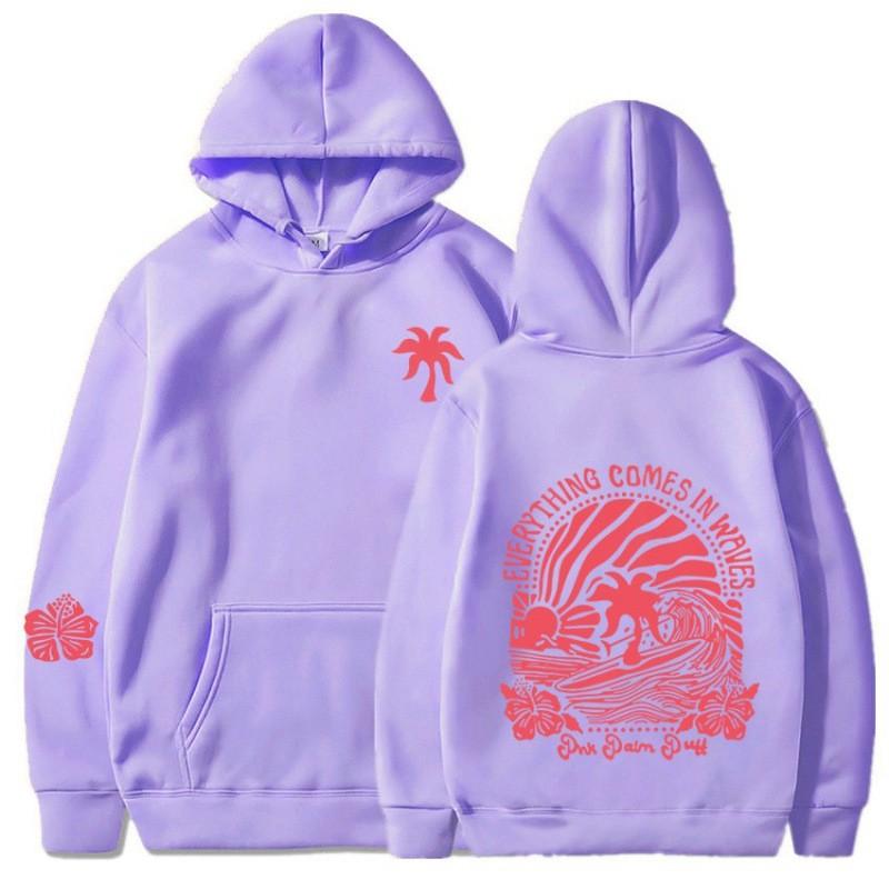 Mens Hooded Sweatshirt With Sunset Print Loose Fit Long Sleeve Casual Streetwear