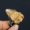 Natural BumbleBee Jasper Gemstone Handmade Copper Wire Wrap Ring Size 7 u6F63