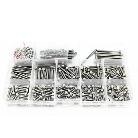 380 шт. M3 винты с шестигранной головкой под торцевой ключ, болты, гайки, набор из нержавеющей стали для машин