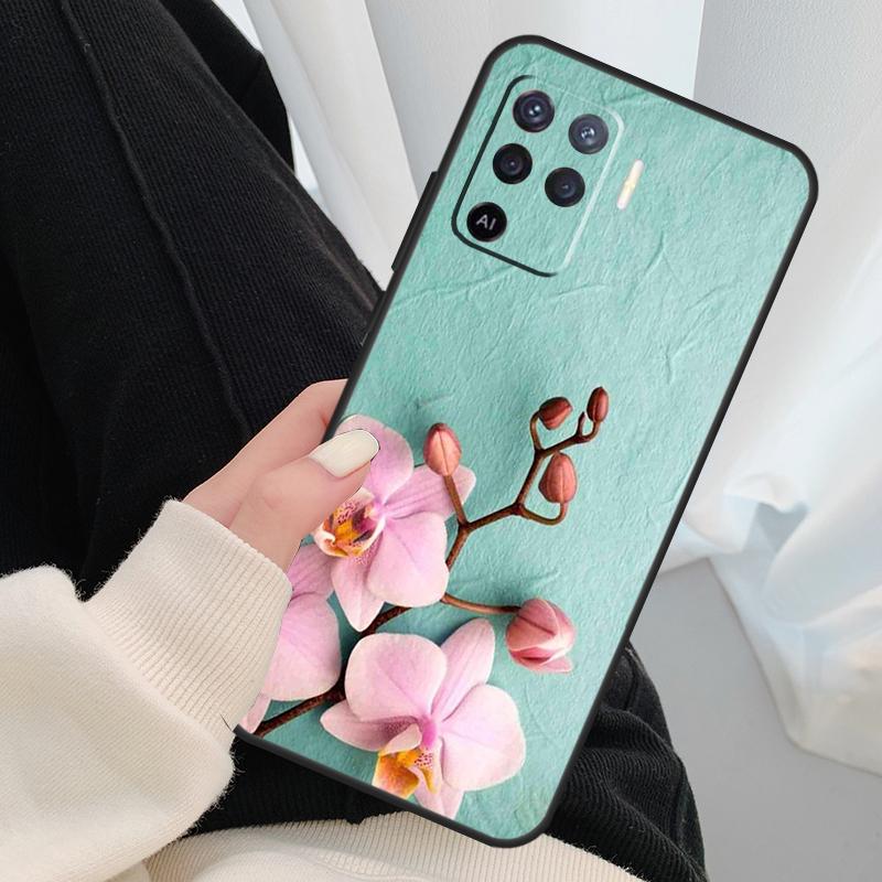 Цветной чехол с цветами орхидеи для Oppo A17 A57 A77 A40 A78 A54 A74 A94 A76 A16 A96 A18 A60 A80 A38 A58 A98 A15 A5 Pro