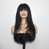 Модный женский длинный прямой многослойный черный парик