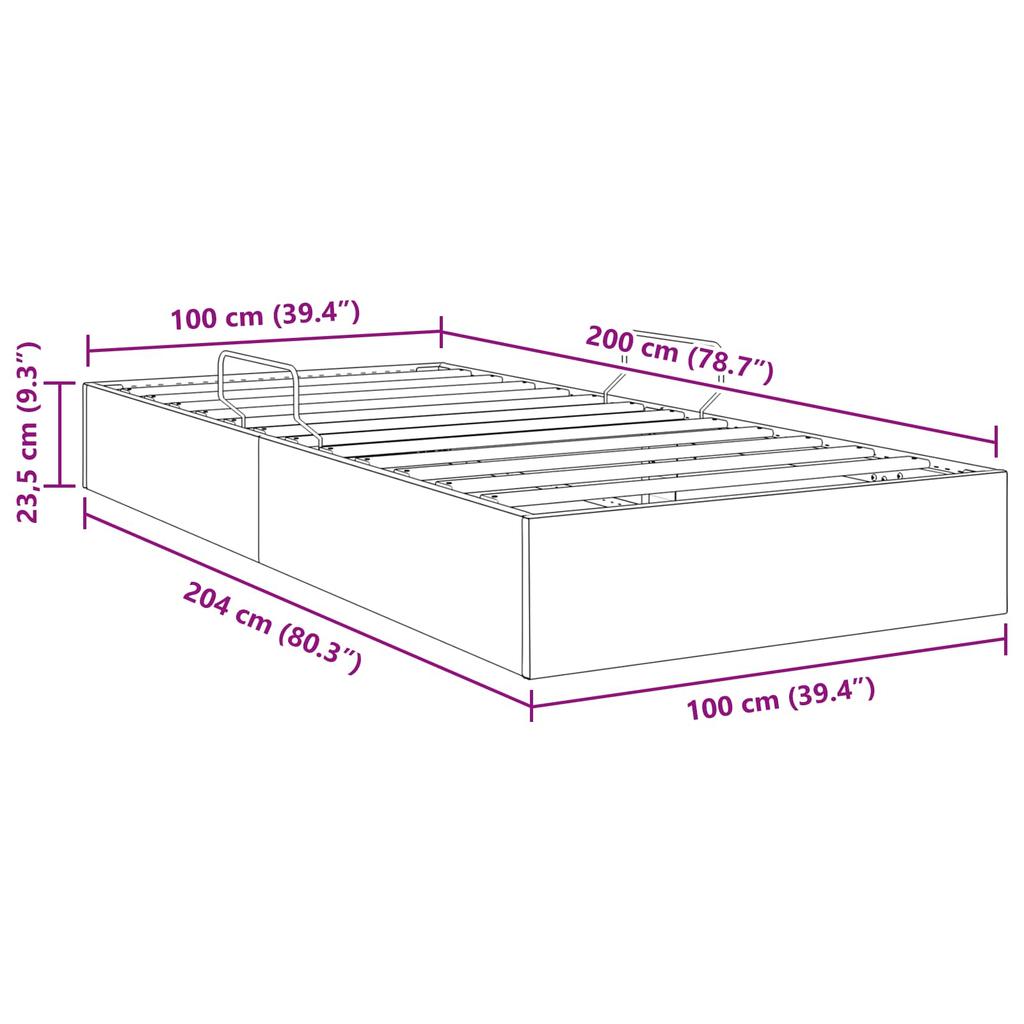 Ottoman Bed Frame with Storage Light Gray 100 x 200 cm Fabric