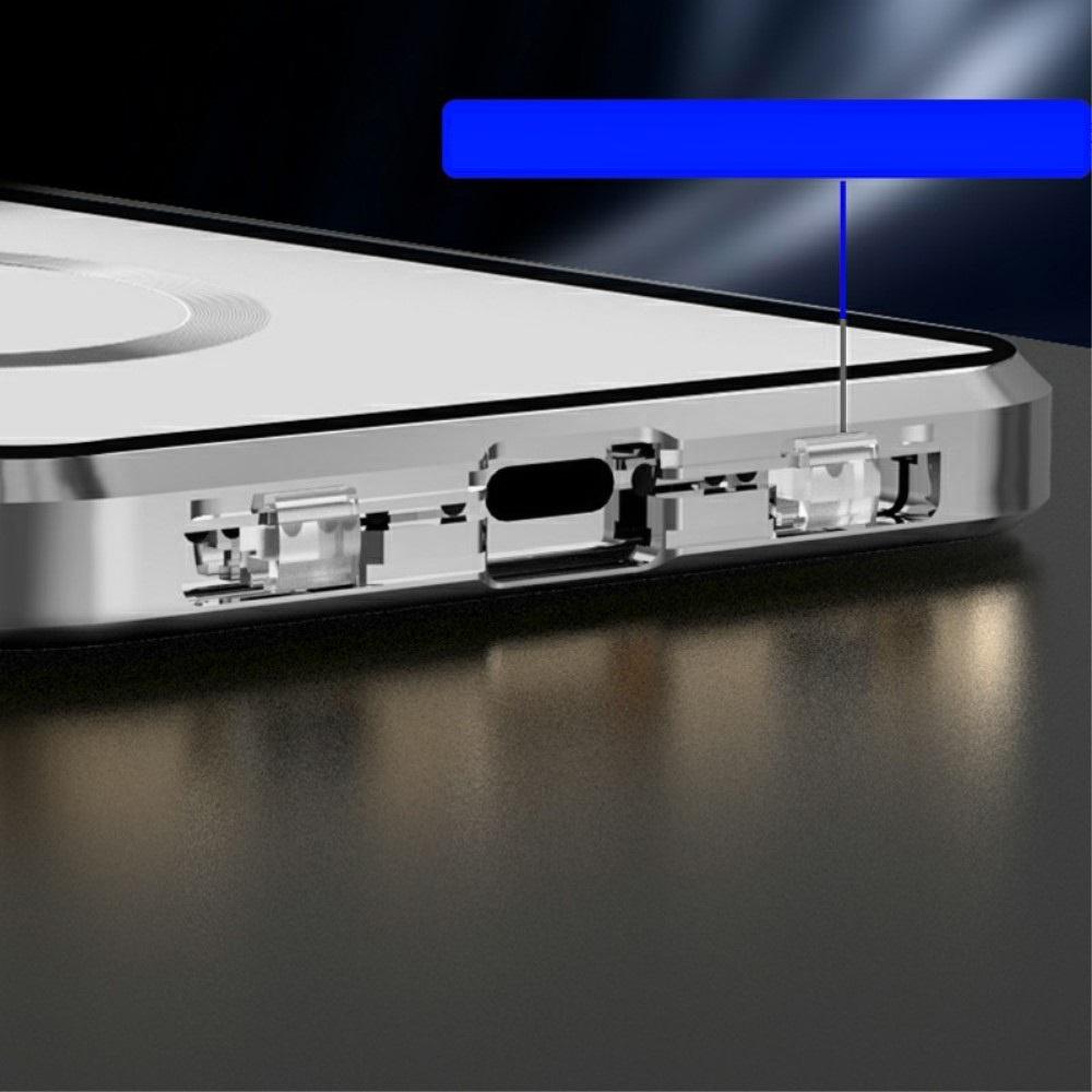 Magnetic Dual Glass MagSafe case for iPhone 15 Pro Max, silver