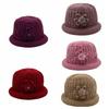 Plush Floral Knitted Bucket Hat Flower Warm Fisherman Hat Retro Woolen Hat  Autumn and Winter