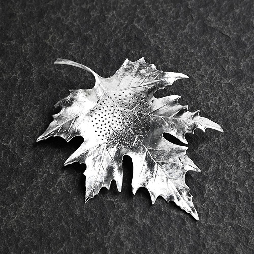 Creative Tea Drain Pure Tin Tea Set Gourd Filter Japanese Handmade Hammered Leaf Filter Kung Fu Tea Ceremony Gift for Friends