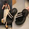 Маффины толстая подошва 2025 лето новый высокий ценник наступающие на дерьмо тапочки женские увеличивающие рост сандалии повседневные пляжные крутые тапочки