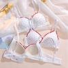 Women's Wireless Student High School Bra with Sweet Heart-Shaped Pads Push Up for Small Bust Comfortable Triangle Cup Underwear