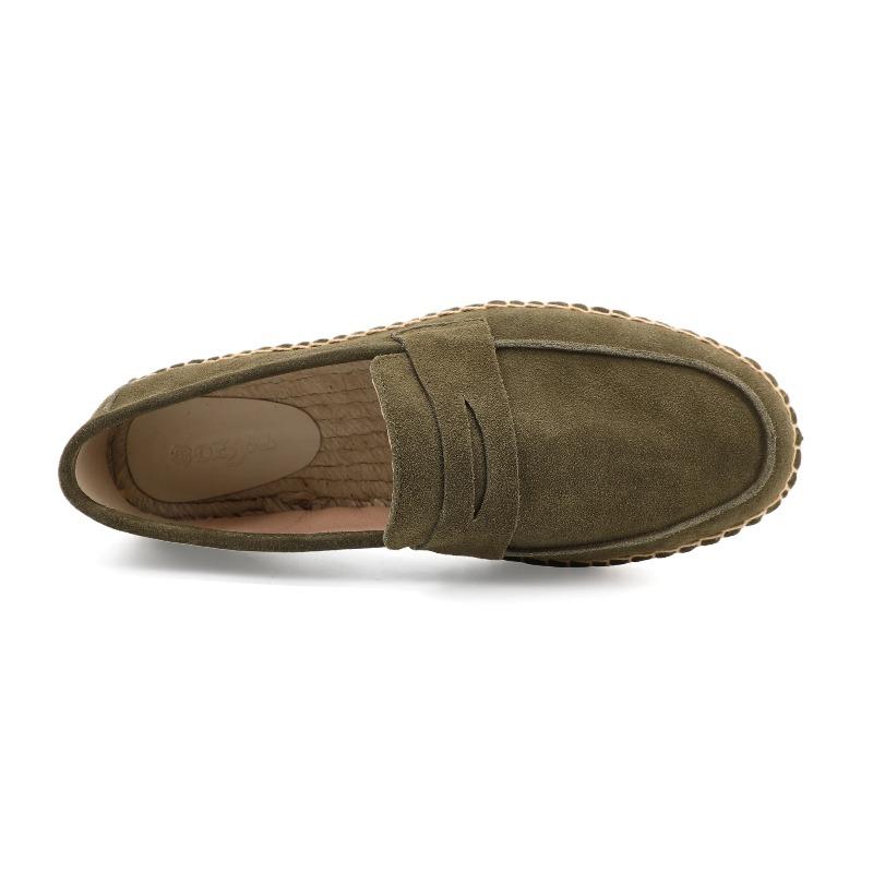 LUXSOLE Мужские джутовые эспадрильи Лоферы без шнуровки Коровья замша Кожа Повседневная обувь