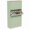 Shoe Cabinet, 3 Drop-Down Doors, 18 Pairs, 60x23.5x115cm, Green