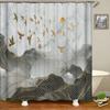 3d Printing Chinese Flower Bird Ink Landscape Shower Curtain Bathroom Waterproof Bath Curtain With Hooks Washable Cloth Decor