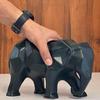 Latest Geometric Elephant Ceramic Home Decor Figurine with Diamond Cut Detail (Elephant Black)