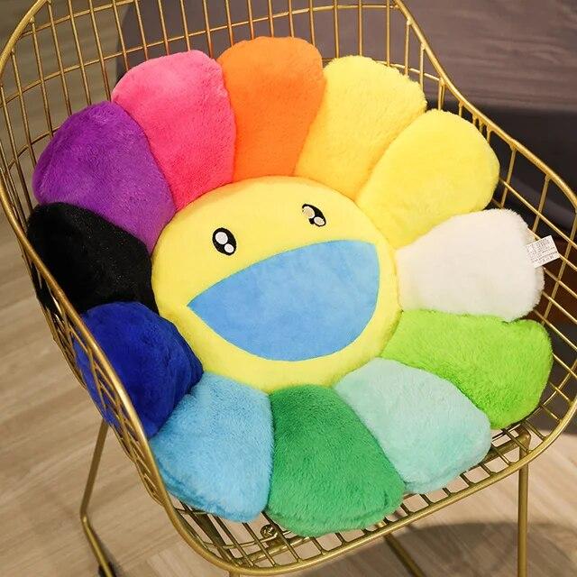 Kawaii улыбка лицо подсолнух солнечный цветок мягкая плюшевая игрушка кукла подушка коврик держать подушку дома спальня авто Декор подарок для девочек