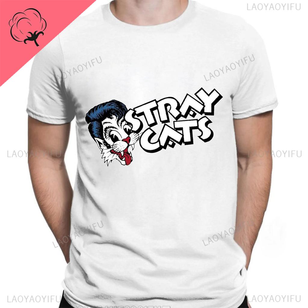 Stray Cats Рок Классические Футболки Американская Рокабилли Группа Фанат Хипстер Уличная Мода Дышащая Мальчик Девочка Мужчины Женщины Хлопковая Футболка