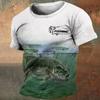 Summer Men's T-Shirts Fishing Pattern T-shirt Top 3D Print Hip Hop Loose Short Sleeve Streetwear Oversized Vintage T Shirts