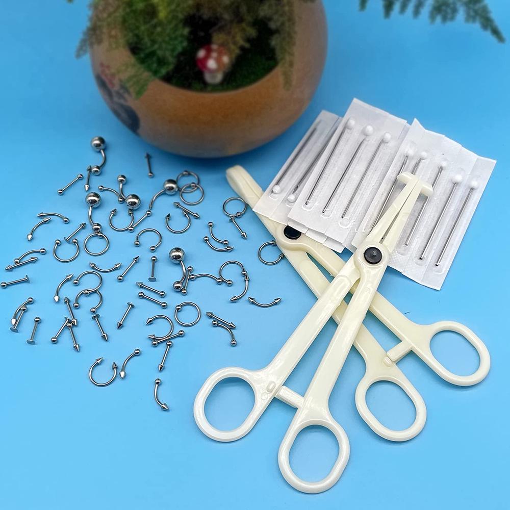 89-Piece Stainless Steel Piercing Set: Eyebrow, Lip, Nose, Horseshoe, and Belly Button Rings