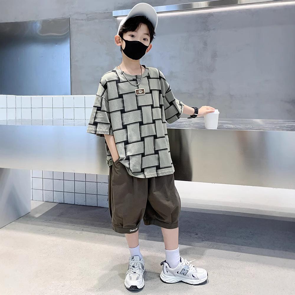 Boys Fashion Short-sleeved Suit 2025 Summer Children Loose Thin Suit