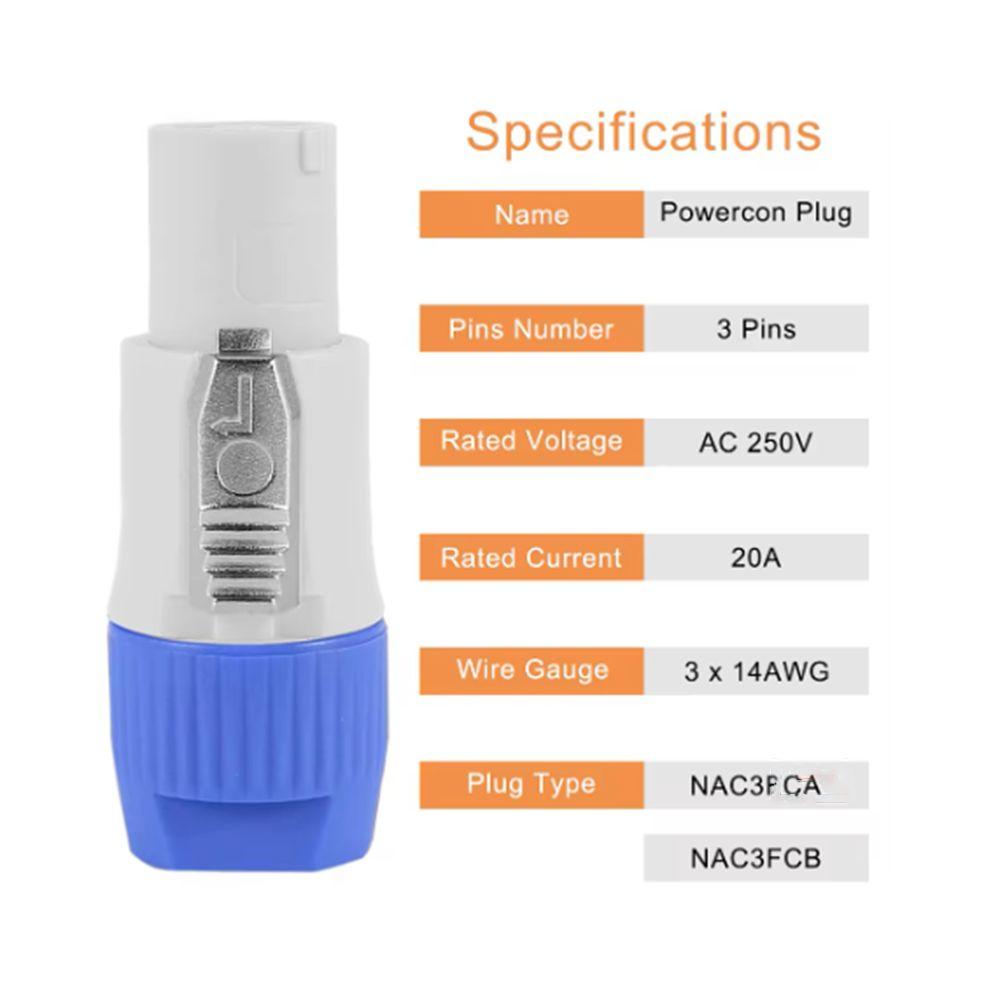 10 Pc/bag Durable Powercon Connector Male Plug Blue/White 3 Pin Speaker Plug  Beam Lamp