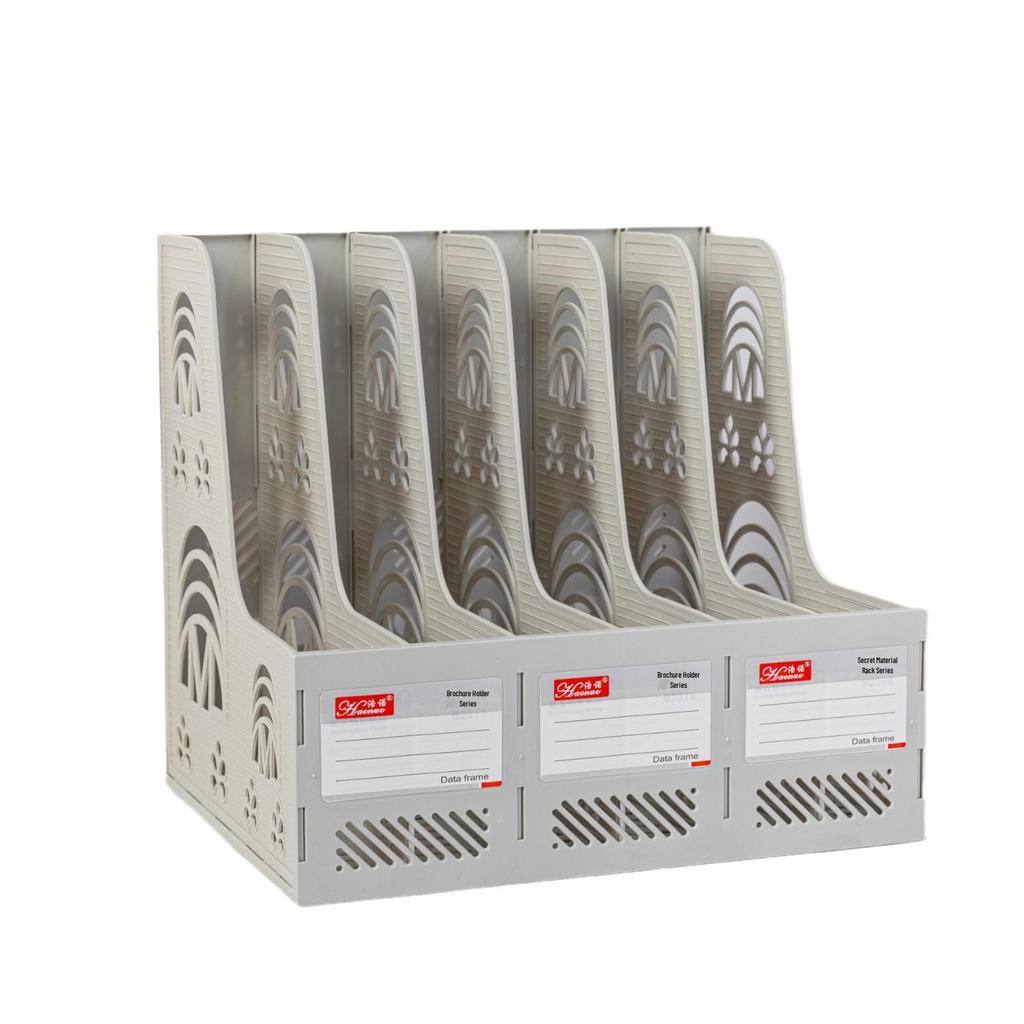 Настольный органайзер для файлов с шестью секциями: Пластиковая стойка для файлов и держатель карманов с логотипом для хранения в офисе.