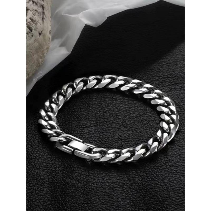 Мужской кубинский браслет из титановой стали, толстый браслет, мужские ювелирные изделия, цепочка с пряжкой, полированные ювелирные изделия в стиле панк