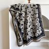 Middle East New Camellia Jacquard Imitation Cashmere Scarf Women's Short Tassel High-end Black Shawl
