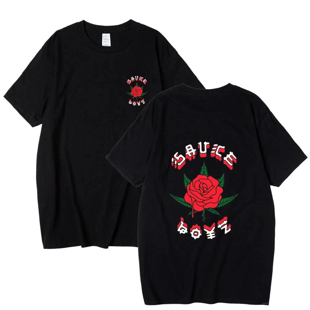 Unisex Rapper Unisex Tshirt Eladio Carrion Print Rose Graphic Hip Hop Top Sauce Boy Music Album Tshirt