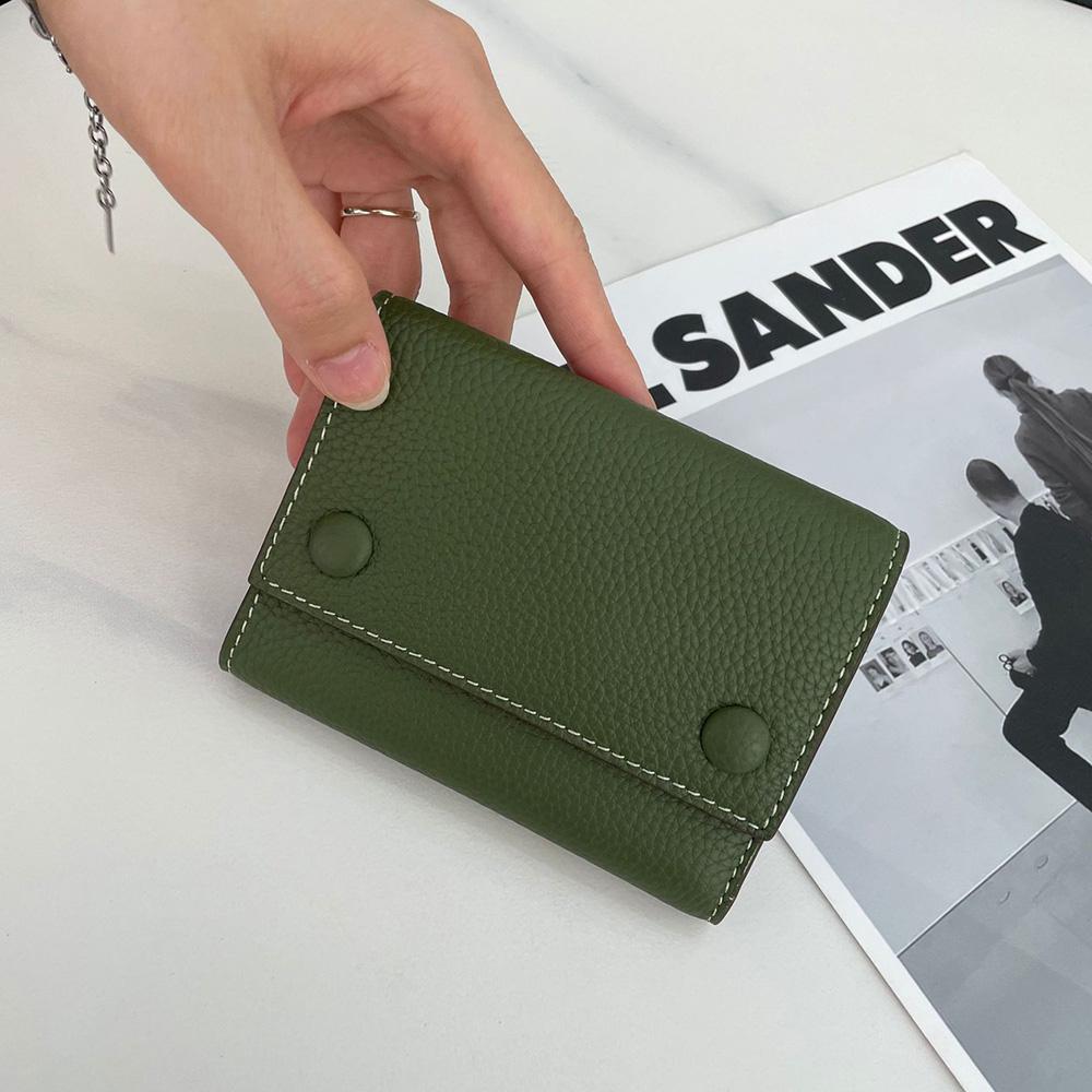 2025 Двухцветные женские кошельки из натуральной кожи, короткий кошелек, высокое качество, кошелек из первого слоя коровьей кожи, тройной кошелек-купюрник для дам