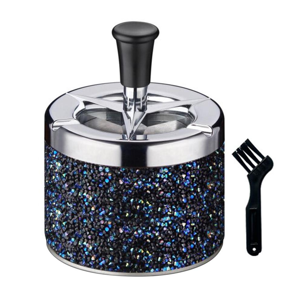 Push Down Ashtray Windproof Spinning Ashtray Metal Self-Cleaning Ashtray Desktop Ashtray for Home Office Car