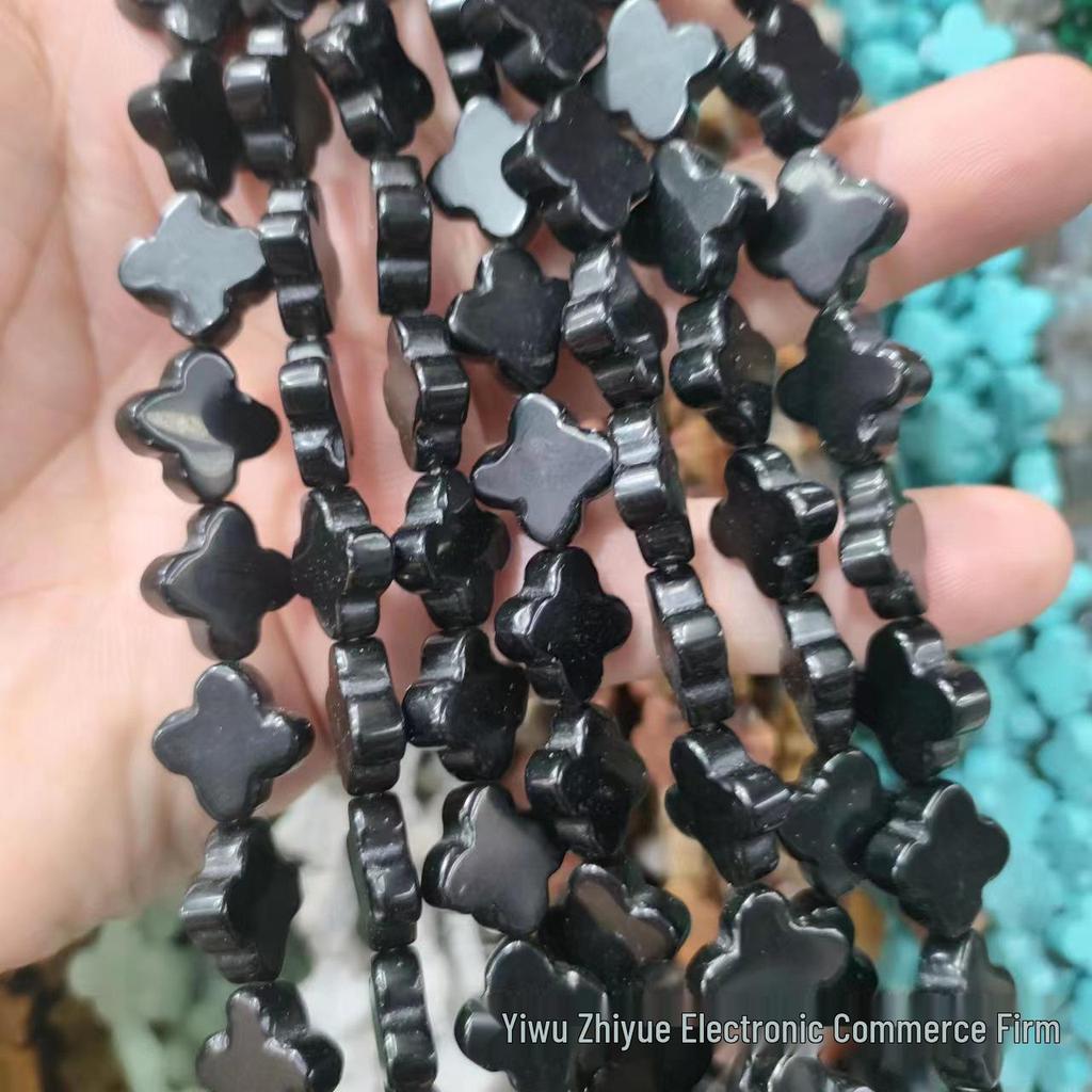 14mm Natural Crystal Agate Four-Leaf Clover Beads for DIY Jewelry